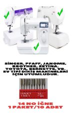 SİNGER ZETİNA JANOME MOONSTAR BERNİNA HOMEMAX PFAFF 14 NUMARA DİKİŞ MAKİNE İĞNE 10 ADET - Görsel 4