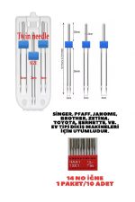 Her Marka Dikiş Makineye Uyumlu 14 NUMARA İĞNE ve nervür  çift Iğne Singer Beko Zetina (2mm-3mm-4mm)