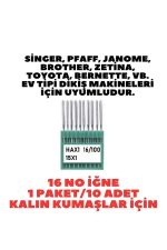 SİNGER PFAFF ZETİNA JANOME DÖRTLÜ AYAKS ETİ VE 10 ADET 1 PAKET 16 NO İĞNE - Görsel 6