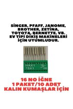 SİNGER BEKO ZETİNA JANOME MOONSTAR BERNİNA HOMEMAX PFAFF 16 NUMARA DİKİŞ MAKİNE İĞNE  10 ADET