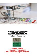 SİNGER BEKO ZETİNA JANOME MOONSTAR BERNİNA HOMEMAX PFAFF 16 NUMARA DİKİŞ MAKİNE İĞNE  10 ADET - Görsel 3