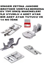EV TİPİ DİKİŞ MAKİNASI 5 ADET AYAK (NERVÜR-BÜZGÜ-KIVIRMA-SURFLE-ÜST BAĞLANTI PARÇASI) VE 14 NO İĞNE