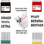 Zetina Singer Janome Vb. Gibi Ev Makineleri 12-14-16-18 Numara 40 Adet Iğne Ve 3 Adet Çift Iğne