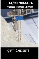 Singer Pfaff Zetina Janome Brother (2mm-3mm-4mm) 14/90 numara yüksek kalite çift iğne seti - Görsel 3