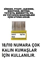 Singer Beko Zetina  Uyumlu Dikiş Makine Iğnesi (12-14-16-18 Numara -40 Adet Iğne) 4 Paket - Görsel 7