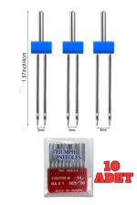 Her Marka Makine Için 10 Adet 14 No Iğne Ve Nervür Için Çift Iğne Singer Zetina (2MM-3MM-4MM)