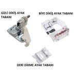 SİNGER BEKO Uyumlu ZETİNA JANOME DİKİŞ MAKİNESİ( BİYE -DERİ-GİZLİ DİKİŞ AYAK SETİ 3 ADET AYAK