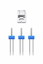 Ev Tipi Dikiş Makinesi Nervür İğne Çiftli İğne Seti 14/90 - 2 mm 3 mm 4 mm ve Nervür Ayak Hediyeli - Görsel 2