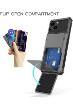 iPhone 13 KORUYUCU KAPAKLI CÜZDAN TELEFON KILIF - Görsel 3