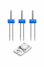 Ev Tipi Dikiş Makinesi Nervür İğne Çiftli İğne Seti 14/90 - 2 mm 3 mm 4 mm ve Nervür Ayak Hediyeli - Görsel 3