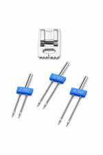 Ev Tipi Dikiş Makinesi Nervür İğne Çiftli İğne Seti 14/90 - 2 mm 3 mm 4 mm ve Nervür Ayak Hediyeli - Görsel 4