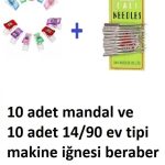 Dikiş Nakış Plastik Klips Tutucu Mandal (RENKLİ 10 ADET)- Dali Ev Tipi Makine Iğnesi 14/90 10 Adet