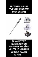 BROTHER SİRUBA TYPİCAL KİNGTEX ESMAN SANAYİ KONFEKSİYON OVERLOK MAKİNE İĞNESİ 16 NO 10 ADET