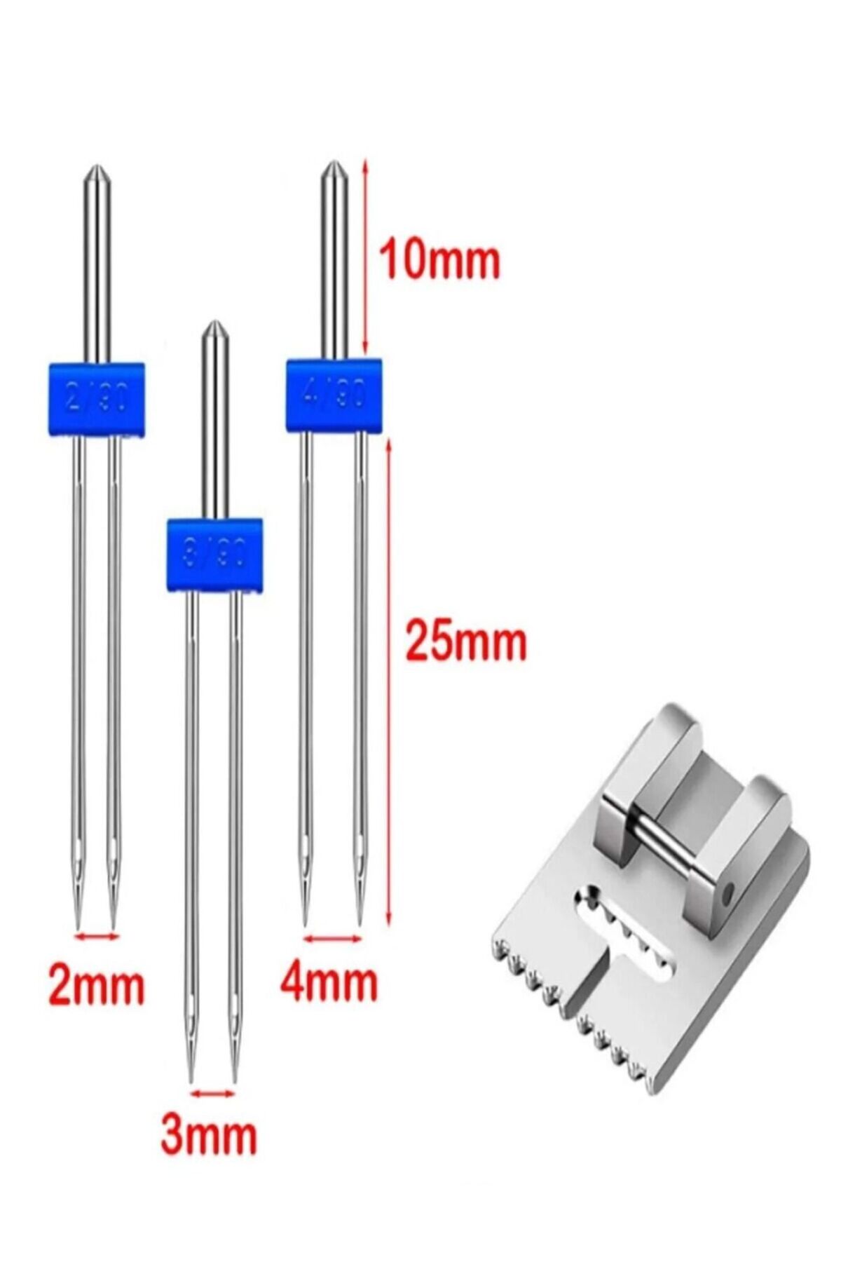 1_org_zoom-2251.jpg Singer Bernina Janome Çift Iğne Ve Nervür Ayak Set (iğne Paket Içinde 2mm,3mm Ve 4 Mm'dir.) - Görsel 1