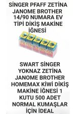 Singer Pfaff Janome Zetina 14/90 numara 1 kutu 500 adet ev tipi dikiş makine iğnesi