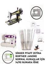 Singer Pfaff Janome Zetina 14/90 numara 1 kutu 500 adet ev tipi dikiş makine iğnesi - Görsel 2
