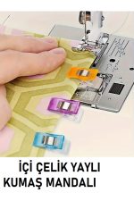 Singer Zetina Janome Brother Kıvırma ayak seti (3mm-4mm-6mm)ve 10 adet içi çelik yaylı Kumaş mandalı - Görsel 6