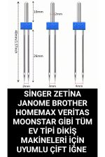 Zetina singer Janome Brother nervür ayak tabanı ve çift iğne ayak seti (2mm-3mm-4mm) - Görsel 3