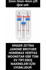 Zetina singer Janome Brother nervür ayak tabanı ve çift iğne ayak seti (2mm-3mm-4mm) - Görsel 5