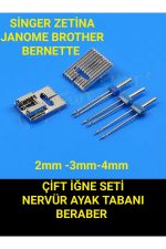 Singer Zetina Janome Brother çift iğne seti ve nervür ayak yüksek kalite (2mm-3mm-4mm) iğne - Görsel 2