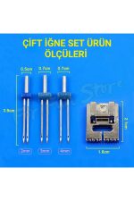 Singer Zetina Janome Brother çift iğne seti ve nervür ayak yüksek kalite (2mm-3mm-4mm) iğne - Görsel 4