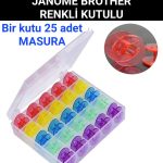 Singer Pfaff zetina tüm ev tipi dikiş makinaları için 25 adet renkli kutulu masura