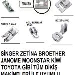 Singer,zetina,brother Janome Beşli Ayak Set (nervür,kıvırma,sürfile,büzgü,gizli Fermuar Ayak)