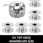 Tüm ev tipi dikiş makinaları için uyumlu metal mekik ve 5 adet masura hediye