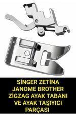 Singer Zetina Janome Brother Moonstar zigzag ayak tabanı ve ayak taşıyıcı parçası