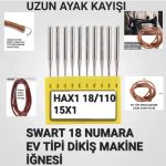 Singer Zetina uzun ayak kayışı 1.83cm yanında 18 numara iğne 10 adet beraber