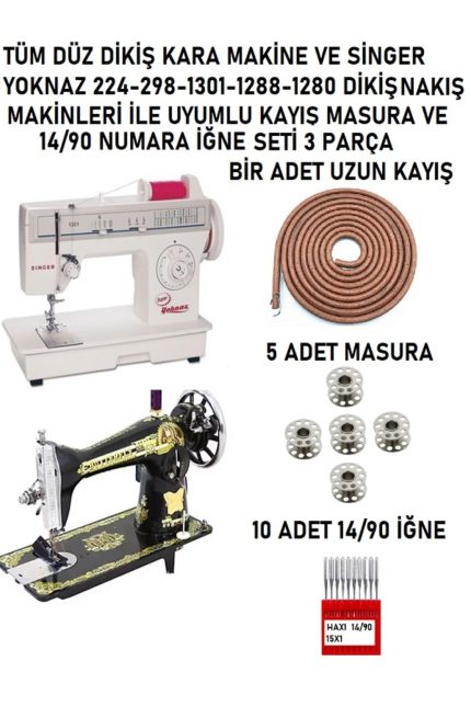 Singer Zetina 5 adet masura 1 adet uzun ayak kayışı 10 adet 14/90 numara iğne seti