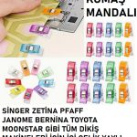 Singer Zetina Pfaff Janome Moonstar içi çelik yaylı Renkli Kumaş Mandalları (20 Adet)