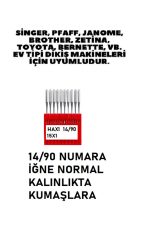 SİNGER PFAFF ZETİNA JANOME BROTHER EV TİPİ MAKİNE İĞNESİ 11 VE 14 NUMARA 20 ADET(2 PAKET) - Görsel 3
