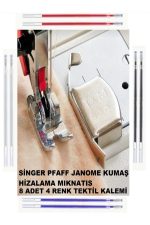 SİNGER PFAFF 8 ADET 4 RENK ISI İLE UÇAN TEKSTİL KALEMİ VE KUMAŞ HİZALAMA MIKNATISLI SİPER SETİ - Görsel 6