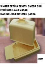 Dikiş Makinesi Çanta (tüm Eski Mobilyalı Masalı Makinelere Uygun Menteşeli Çanta) Renk Krem - Görsel 6